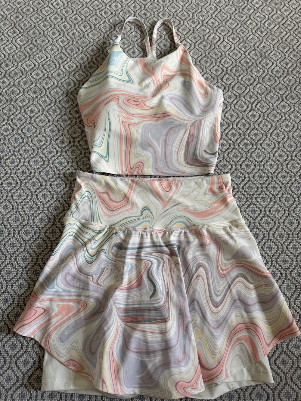 Old Navy Active - Marble Swirl Athletic Top with Built-In Skort